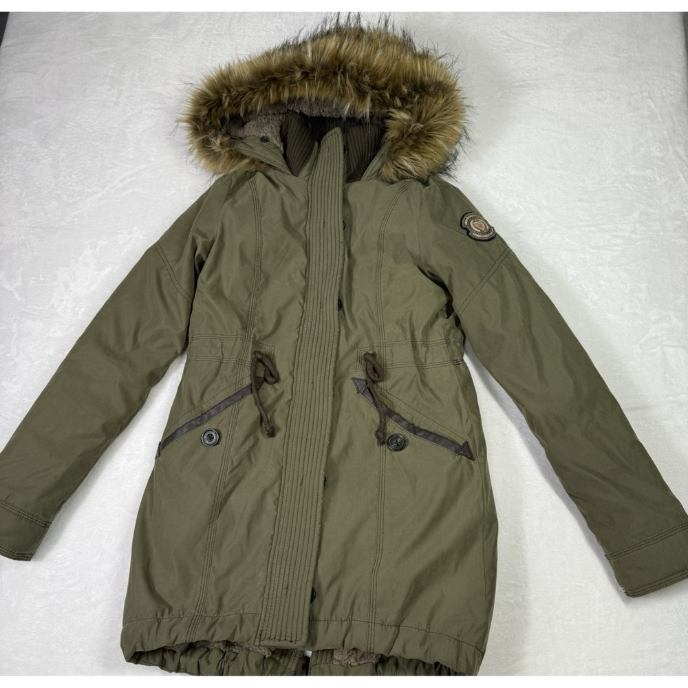 Abercrombie‎ and Fitch Parka Jacket Womens XS Sherpa Lined Utility Hooded